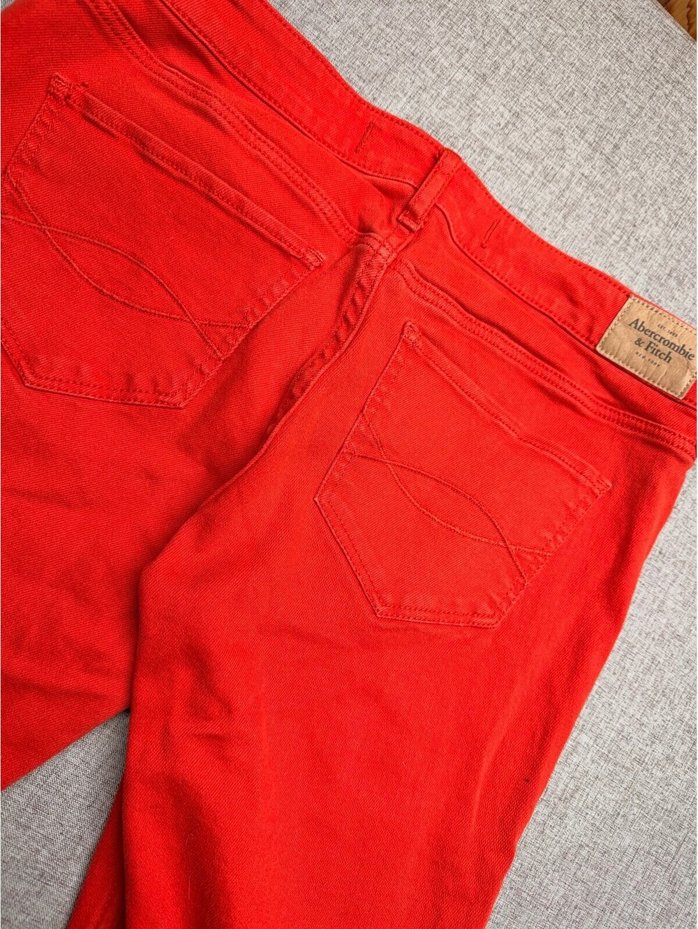 Abercrombie & Fitch Mid Rise Distressed Skinny Red Stretch Denim Women's 29